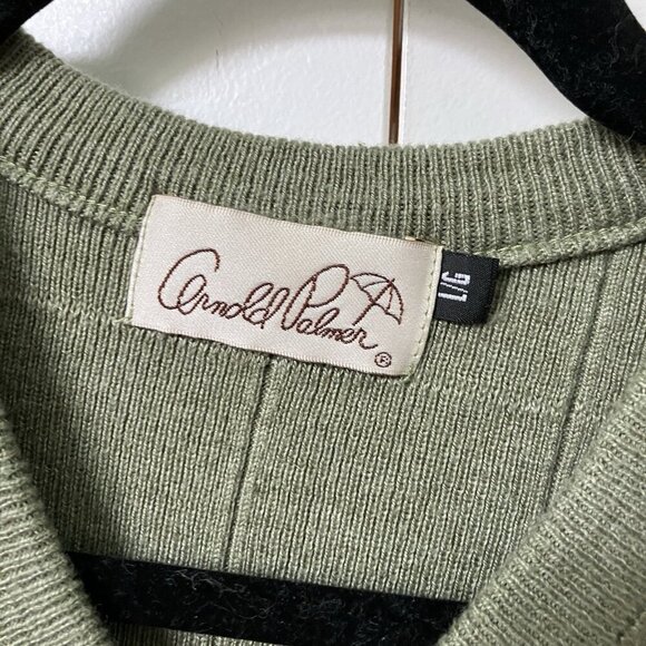 Vintage Arnold Palmer Sweater Vest Mens L Grandpa Green Knit Made Canada Grid - Picture 2 of 6